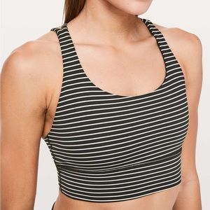 Lululemon Energy Bra *Long Line Mod Stripe Black White Size 6